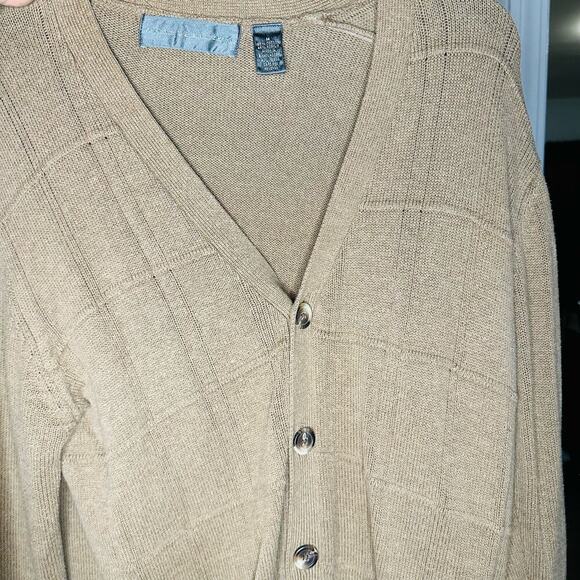 Oscar de La Renta Tan Button Front Classic Oversized Cardigan Sweater Size M - Picture 6 of 9